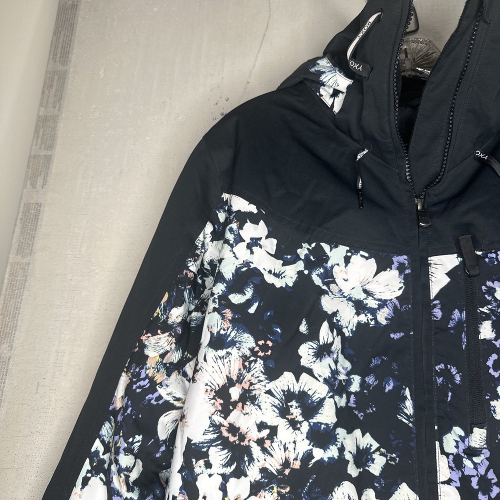 Women's ROXY Presence True Black FlowersParka Insulated Snow Jacket Coat | Sz: M - Picture 4 of 16